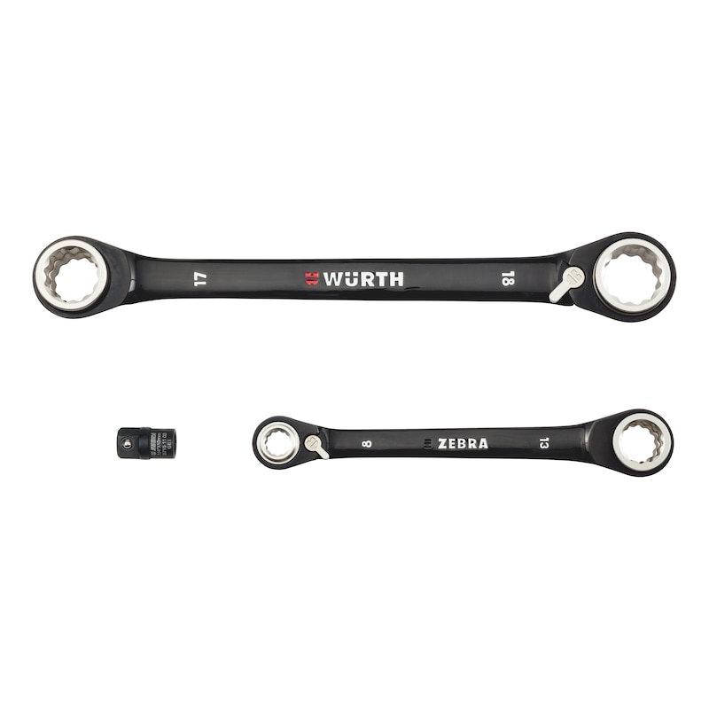 Würth zestaw kluczy oczkowych grzechotka czarny 3 szt Black Edition adapter