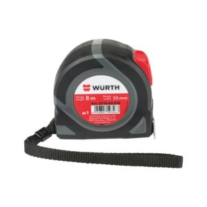 WURTH Miara zwijana 8 m x 25 mm | Wytrzymała, precyzyjna, 2K obudowa NIEMIECKA JAKOŚĆ
