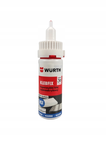Klej cyjanoakrylowy szybkoschnący Würth Klebfix 20 g metal drewno plastik